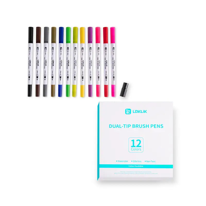 Dual Tip Brush Pens 12 Colors