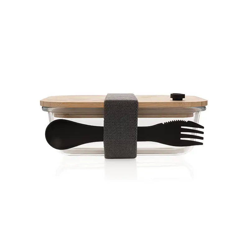 Glass Lunchbox with Bamboo Lid & Spork