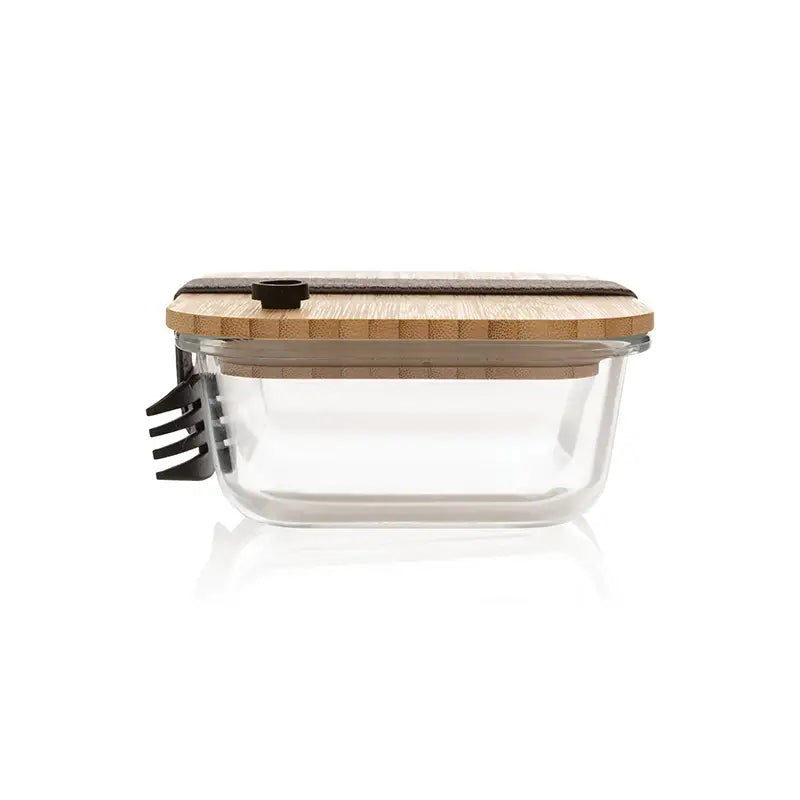 Glass Lunchbox with Bamboo Lid & Spork