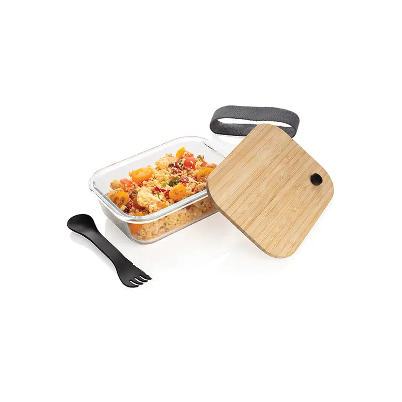 Glass Lunchbox with Bamboo Lid & Spork