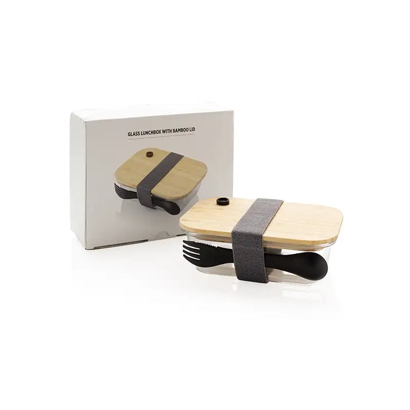 Glass Lunchbox with Bamboo Lid & Spork