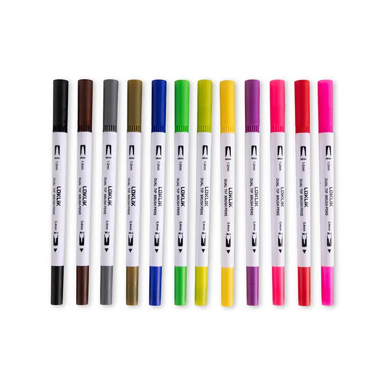 Dual Tip Brush Pens 12 Colors