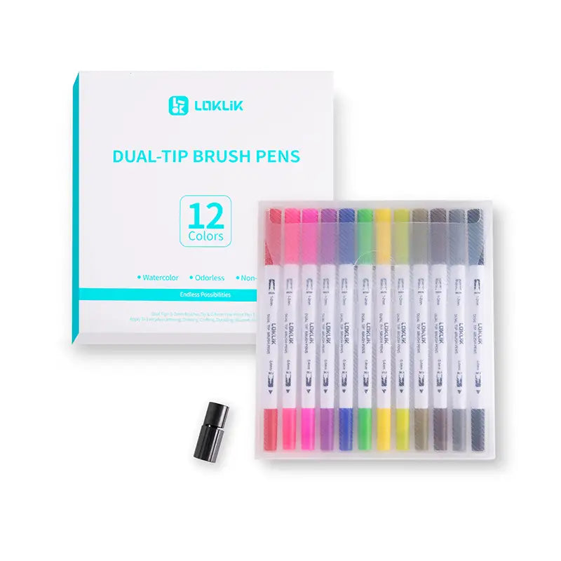 Dual Tip Brush Pens 12 Colors