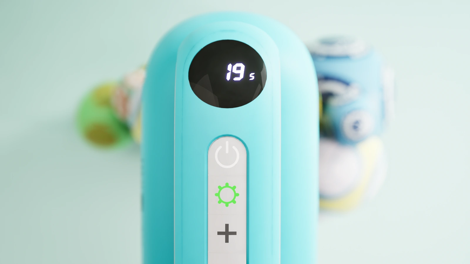 Close-up of the ImPress™ Hat display and temperature and timer buttons.
